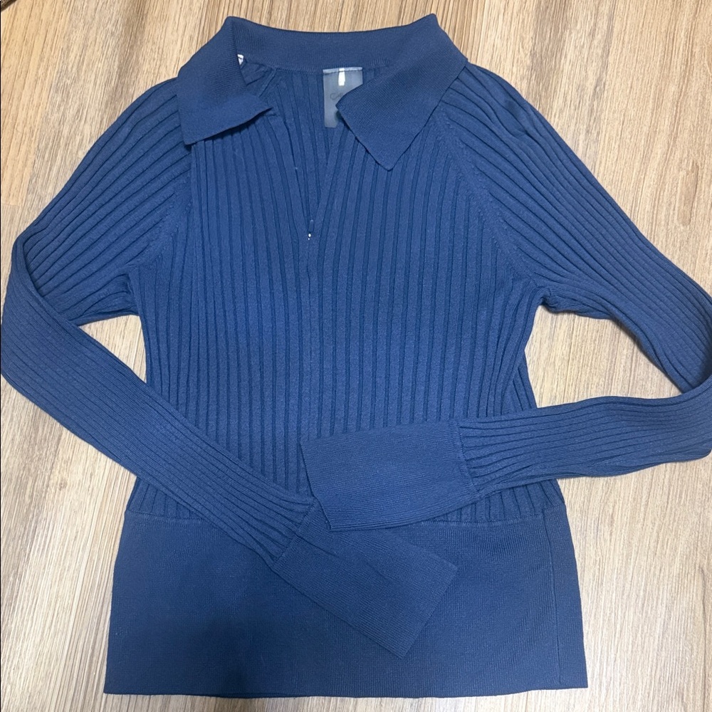 CALIA by Carrie Underwood Navy Ribbed Turtleneck Sweater